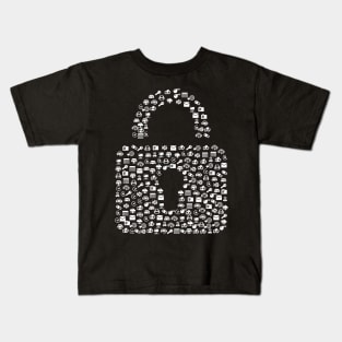 Padlock made of communication icons Kids T-Shirt